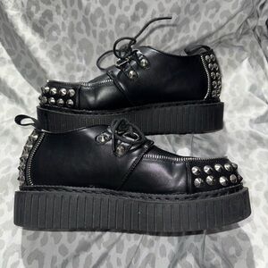 Dolls Kill Black Platform Shoes with Silver Studs